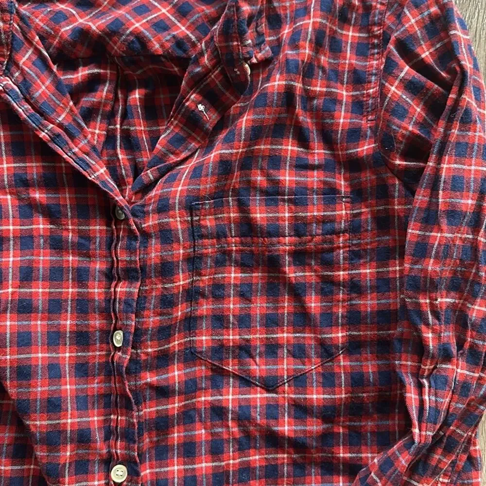 J.Crew Classic Fit Brushed Twill Flannel‎ Button Down Long Sleeve Shirt Size 8